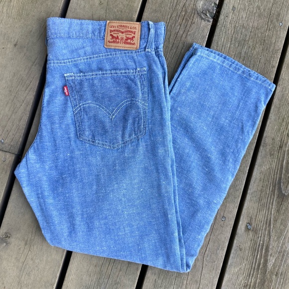 Rare LEVI’S Linen Jeans Relax Fit Boyfriend Blue Lightweight Size 30 - Picture 3 of 16